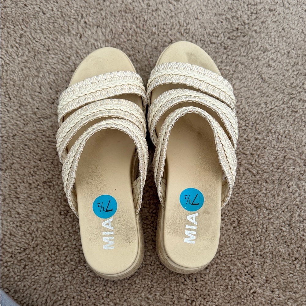MIA Braided Cream Slip-On Mules